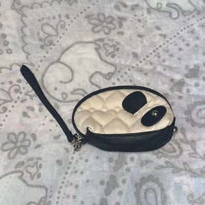Betsey Johnson Black Cream Quilted Mouse Wristlet